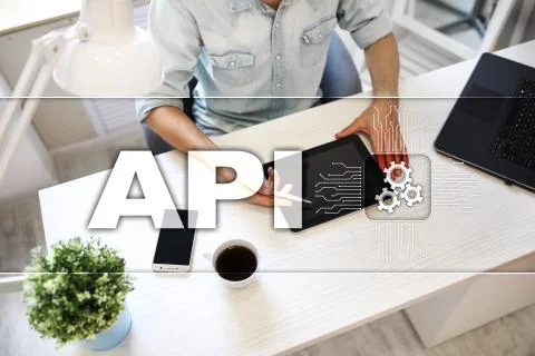 Application programming interface. API. Software development concept. Foto stock