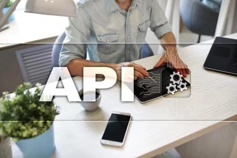 Application programming interface. API. Software development concept. 스톡 사진