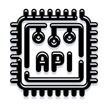 Application programming interface concept on microchip processor icon Stock Illustration