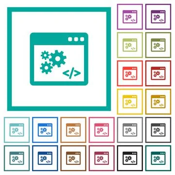 Application programming interface flat color icons with quadrant frames 스톡 일러스트
