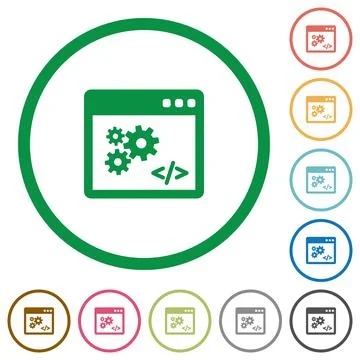 Application programming interface flat icons with outlines Stock-Illustration