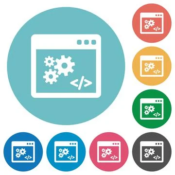 Application programming interface flat round icons Stockillustratie