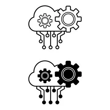 Application Programming Interface Icons. API. Black and White Vector Icons .. Stock Illustration