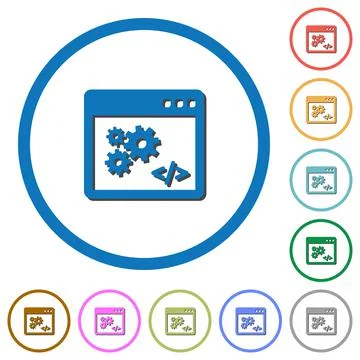 Application programming interface icons with shadows and out Stockillustratie