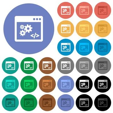 Application programming interface round flat multi colored icons イラスト素材
