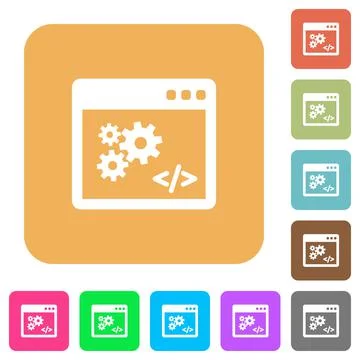 Application programming interface rounded square flat icons イラスト素材