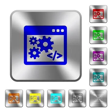 Application programming interface rounded square steel buttons Stock-Illustration