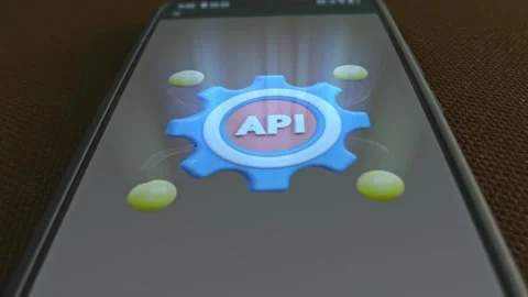 Application Programming Interface themed graphic presentation on smartphone Stock Footage 303426981