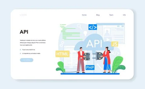 Application programming interface web banner or landing page. Stock Illustration