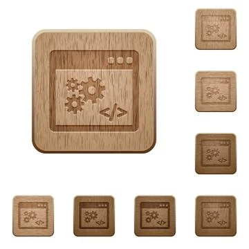 Application programming interface wooden buttons Stock Illustration