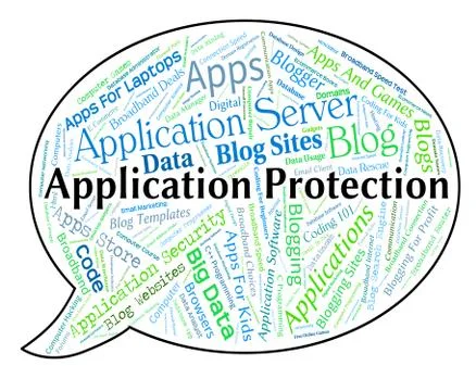 Application Protection Indicates Software Text And Programs Stock Illustration