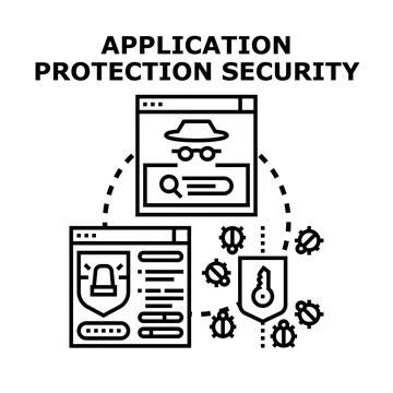 Application protection security defending digital data privacy Stock Illustration