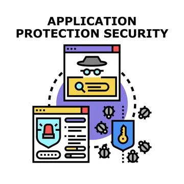 Application protection security defending digital data privacy Stock Illustration
