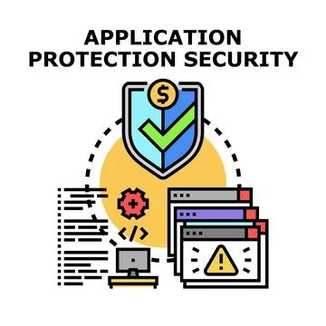 Application protection security system preventing online threats 스톡 일러스트