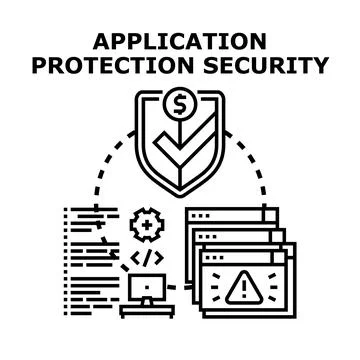 Application protection security system preventing online threats Stock Illustration