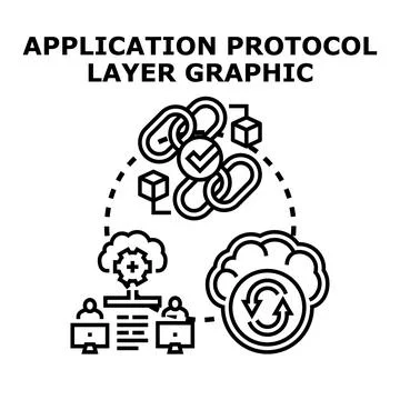 Application protocol layer managing data and network communication 스톡 일러스트