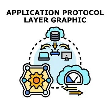 Application protocol layer managing data network communication Stock Illustration