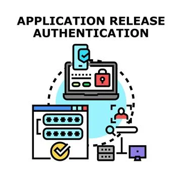 Application release authentication login digital security concept 스톡 일러스트