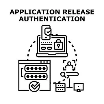 Application release authentication login digital security concept Stock Illustration