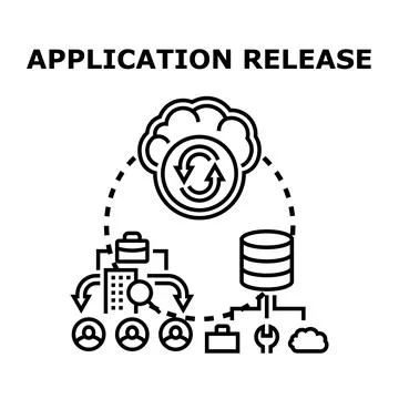 Application release automation flow cloud service diagram イラスト素材