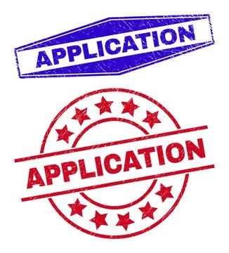 APPLICATION Scratched Seals in Circle and Hexagonal Forms Stock-Illustration