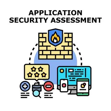 Application security assessment evaluating digital defense integrity Stock Illustration