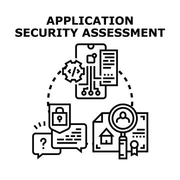 Application security assessment evaluating digital software protection Stock Illustration