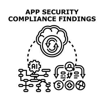 Application security compliance findings examining data flow Stock Illustration