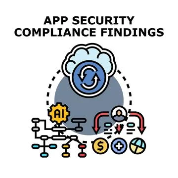 Application security compliance findings examining data flow Stock Illustration