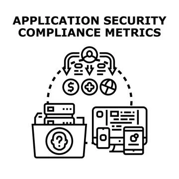 Application security compliance metrics measuring data protection Stock Illustration