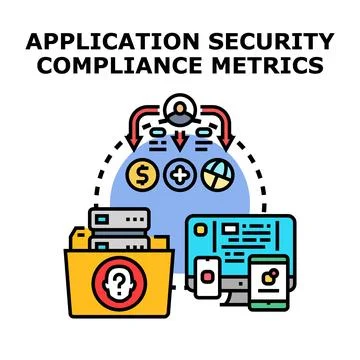 Application security compliance metrics measuring data protection Illustrazione stock