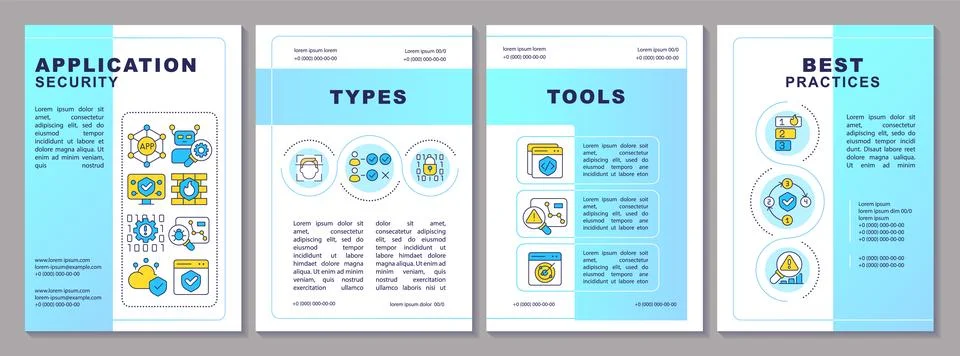 Application security features brochure template Stock Illustration