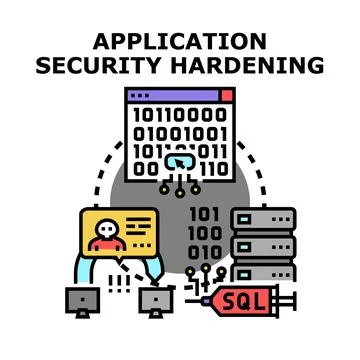 Application security hardening protecting from cyber attack Stock Illustration