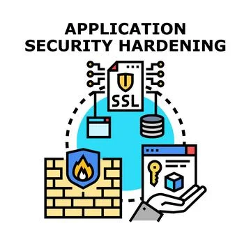 Application security hardening protecting digital data systems Stock Illustration