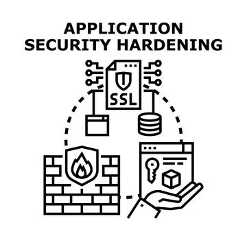 Application security hardening protecting digital data systems Stock Illustration