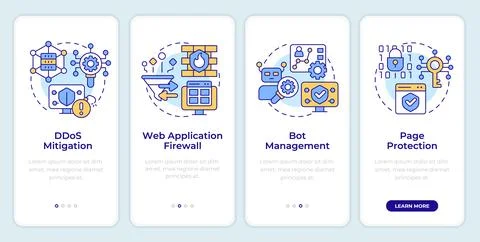 Application security solution onboarding mobile app screen Illustrazione stock