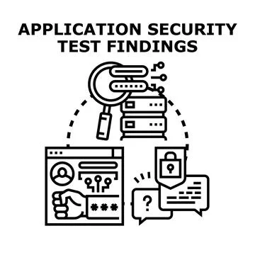 Application security testing and data protection findings Stockillustratie