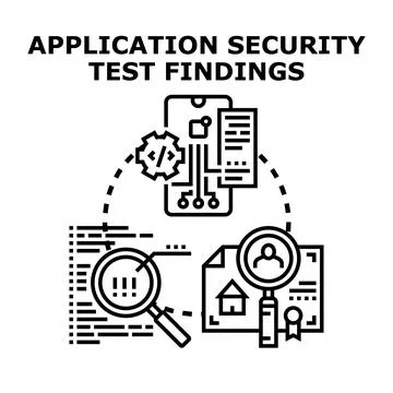 Application security testing identifying vulnerabilities and findings Illustrazione stock