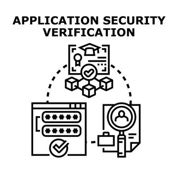 Application security verification process with data protection Stock Illustration