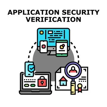 Application security verification process with digital devices イラスト素材