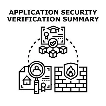 Application security verification summary ensuring data protection Stock Illustration