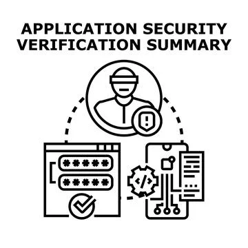Application security verification summary illustrating data protection Stockillustratie