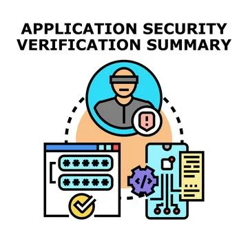Application security verification summary illustrating data protection Stock Illustration