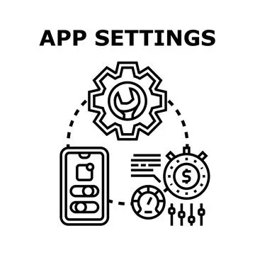 Application setting up control panel interface Stock Illustration