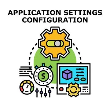 Application settings configuration concepts working process illustration Stock Illustration