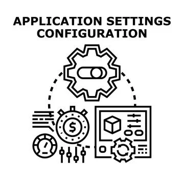 Application settings configuration concepts working process illustration Stock Illustration