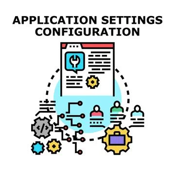 Application settings configuration managing development process business Stock Illustration