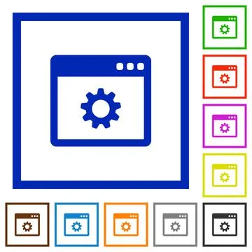 Application settings flat framed icons Illustrazione stock