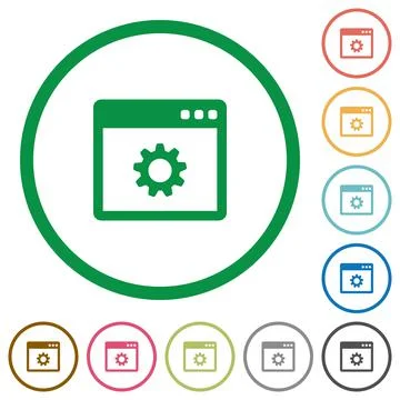 Application settings flat icons with outlines Stock Illustration