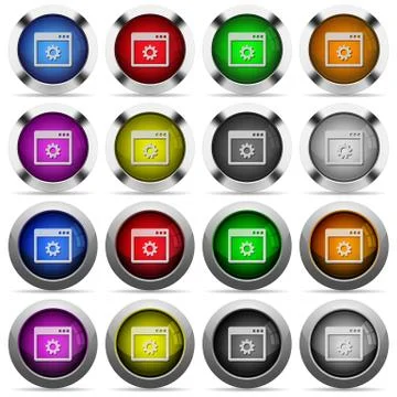 Application settings glossy button set Stock Illustration